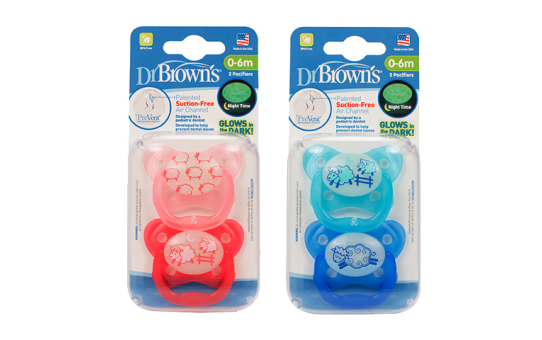 Ночные пустышки Dr.Brown's, 0-6 мес., 2 шт.