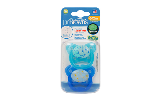 Ночные пустышки Dr.Brown's, 6-12 мес., 2 шт.