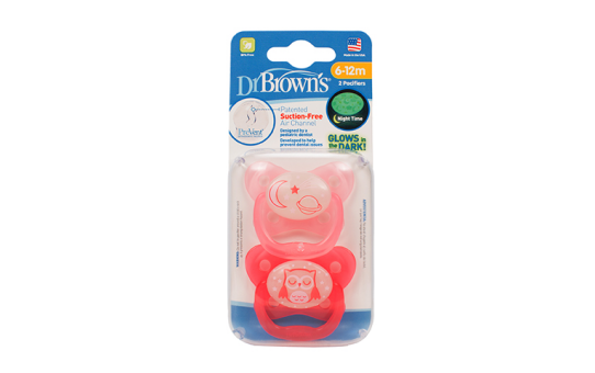 Ночные пустышки Dr.Brown's, 6-12 мес., 2 шт.